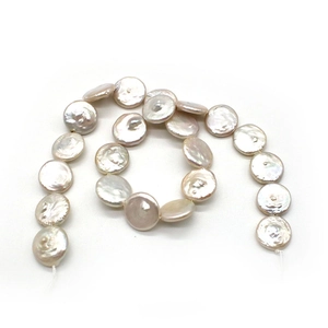 Natürliche 16-17mm flache Süßwasserperlen-Strang mit irisierendem Glanz für DIY-Schmuck