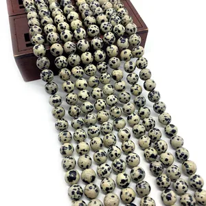 Natürliche Dalmatiner-Jaspis Lose Perlen Runde Steinperlen Geflecktes Muster DIY Schmuckherstellung Für Halskette Armband