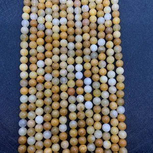 Detailansicht polierter 6-8mm Gelbtopas-Natursteinperlen für DIY-Schmuckherstellung