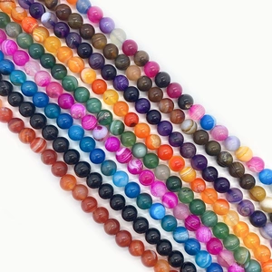 Perles en Vrac en Agate Rayée de Pierre Naturelle Perles d'Espacement Rondes en Pierre Gemme pour la Fabrication de Bijoux DIY