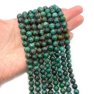 Natural 8-10mm African Turquoise round beads with black patterns for DIY jewelry making