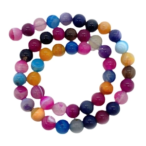 Perles rondes en agate naturelle polie de couleurs variées pour bijoux DIY et colliers