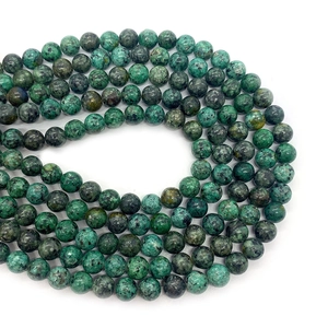 Natural African Pine stone beads featuring green and black textures for DIY jewelry crafting