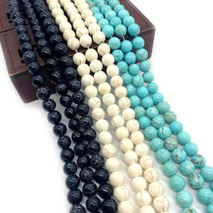 Natural Stone Round Turquoise Beads Marbled Texture Loose Beads For DIY Jewelry Making Bracelet Necklace Accessories