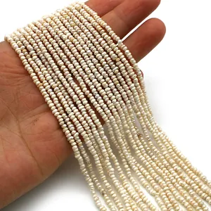 Natürliche 2-3 mm weiße Süßwasserperlen für DIY-Schmuck in mehreren Strängen