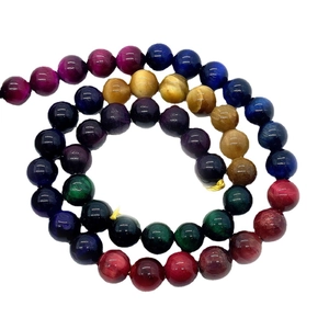 Polished colorful tiger eye stone beads strand for DIY jewelry making accessories