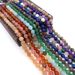 Perline in Pietra Naturale Sfaccettata Agata Ametista Amazzonite Perline Sfuse Tonde per Gioielli Fai da Te Collane Bracciali Accessori