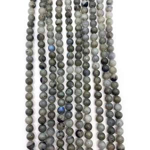 Grey labradorite round beads with blue sheen for DIY necklace and jewelry making
