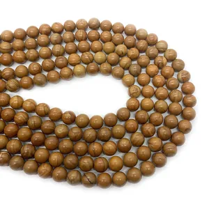 Perline di pietra con venature del legno naturali disposte a spirale per gioielli DIY