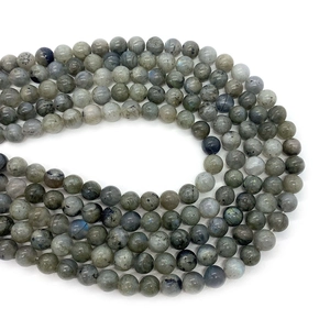 Perline tonde in labradorite naturale con riflessi blu e dorati per gioielli fai-da-te