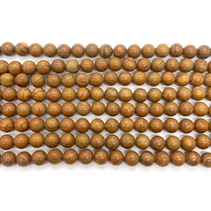 Perle tonde in pietra naturale con venature del legno per collane fai-da-te
