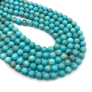 Natuurlijke turquoise ronde kralen met minerale aders voor DIY sieraden en kettingen