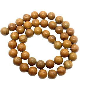 Perline tonde in pietra venata di legno naturale per gioielli fai da te 6mm-10mm