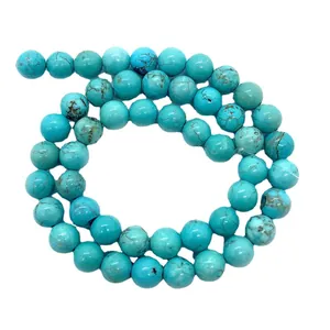 Natuurlijke turquoise ronde kralen met bruine aders voor DIY sieraden ketting