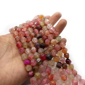 Faceted natural dragon vein agate round loose beads for DIY jewelry bracelet making