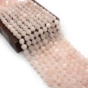 Natural Faceted Rose Quartz Loose Beads Pink Round Gemstone Stone For DIY Necklace Bracelet Jewelry Making Accessory