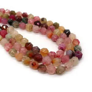 Faceted multi-color dragon vein agate beads 6-10mm round loose stone for DIY jewelry