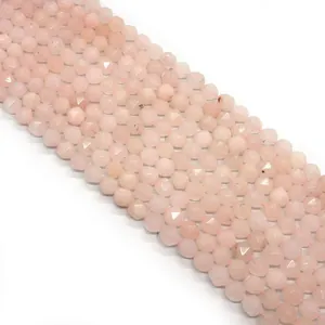 Faceted rose quartz beads strands in light pink for DIY jewelry and necklace making