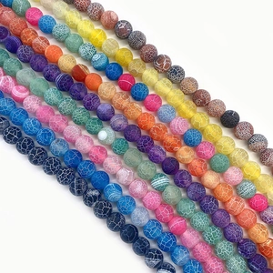 Natural Stone Round Beads Dragon Vein Agate Weathered Loose Beads For DIY Jewelry Making Necklace Accessories Handmade Jewelry Parts