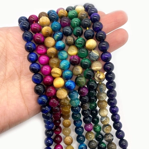 Vibrant 8mm multicolored tiger eye natural stone beads strings for DIY jewelry making
