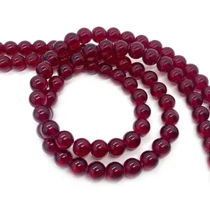 Polished natural dark red garnet round loose beads for DIY jewelry making and necklaces