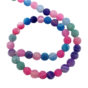 Natural weathered agate beads with dragon veins for DIY jewelry making in vibrant colors