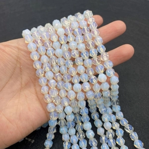 Faceted opal loose beads bundle with iridescent blue flashes for DIY jewelry making