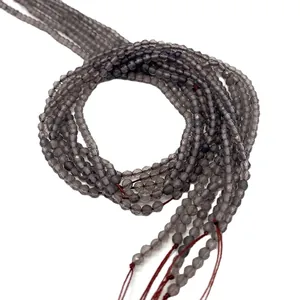 Φυσικές χάντρες καπνιά χαλαζία 2-4mm για κατασκευή κοσμημάτων DIY και βραχιολιών