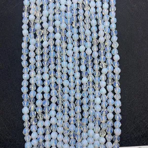 Macro detail of faceted blue opal loose beads for DIY jewelry making and bracelets
