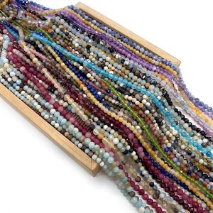 Faceted 2-4mm natural stone beads in assorted colors for DIY jewelry making and crafts