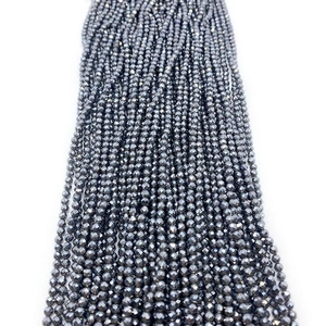 Polished dark gray faceted hematite round beads for DIY jewelry making and bracelets