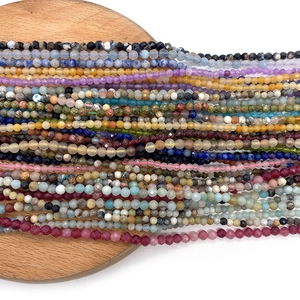 Natural 2-4mm faceted gemstone beads set with garnet and lapis lazuli for DIY jewelry
