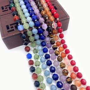 Natural Stone Faceted Loose Beads For DIY Bracelet Necklace Jewelry Making Agate Quartz Amethyst Beads Multicolor Strand