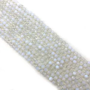 Faceted light blue opal natural stone round loose beads for DIY jewelry making