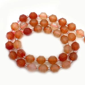 Faceted natural red agate beads with small spacers for DIY bracelet jewelry making