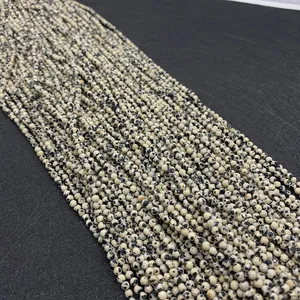 Macro view of 2-3mm faceted Dalmatian Jasper beads for DIY jewelry making