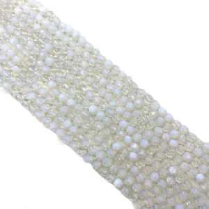 Faceted natural opalite stone beads for DIY jewelry making in a multi-strand arrangement