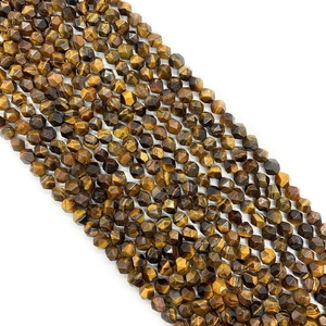 Facettierte Tigerauge-Steine 6-10mm mit natürlichen braungoldenen Streifen für Schmuck