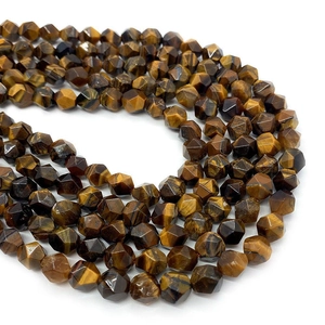 Facettierte Tigerauge-Natursteinperlen mit goldener Textur für DIY-Schmuckherstellung