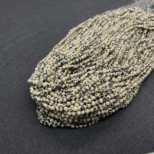Macro shot of 2-4mm faceted Dalmatian jasper beads for DIY jewelry making