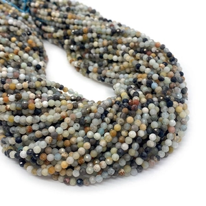 Faceted natural Amazonite stone beads 3mm strands for DIY jewelry making accessories