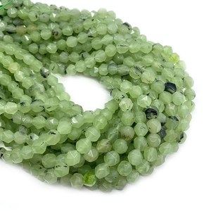 Faceted natural prehnite green gemstone beads for DIY jewelry making and necklaces