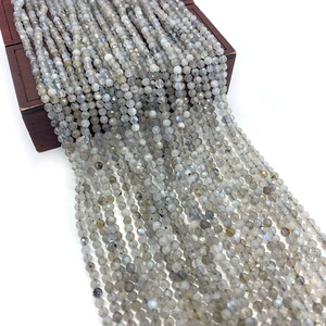 Natural Labradorite Faceted Round Beads Grey Flash Stone Loose Beads For DIY Bracelet Necklace Jewelry Making