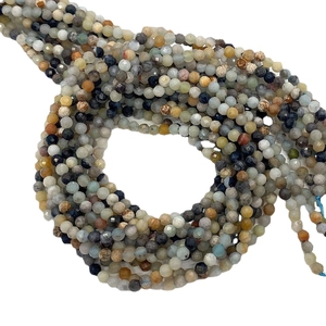 Faceted natural Amazonite beads for DIY jewelry making in multi-color earth tones