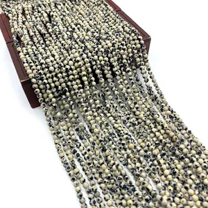 Natural Dalmatian Jasper Faceted Round Loose Beads For DIY Bracelet Necklace Jewelry Making Handcrafted Stone Beads