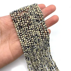 Faceted 2-4mm natural Dalmatian Jasper stone beads for DIY jewelry making