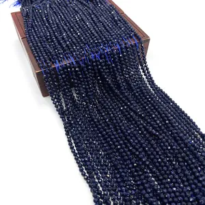 Perles en Vrac Rondes Facettées en Grès Bleu pour Fabrication de Bijoux DIY Ciel Étoilé Paillettes pour Bracelet Collier