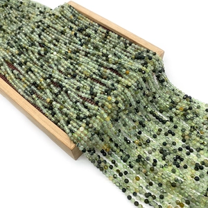 Faceted natural green prehnite stone beads for DIY jewelry making bracelets