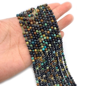 Faceted African blue pine stone beads 2-4mm for DIY jewelry making on green string