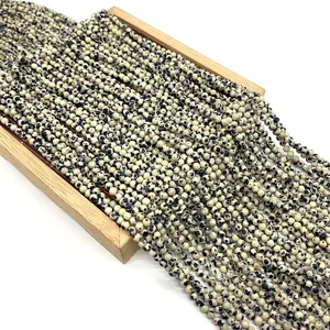 Faceted natural Dalmatian Jasper stone beads 2-4mm for DIY jewelry making and bracelets